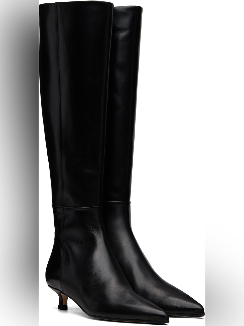 Aeyde Black Knee-High Pointed-Toe Boots